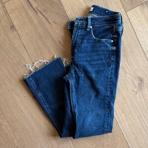 Dark Blue Distressed Hem Jeans